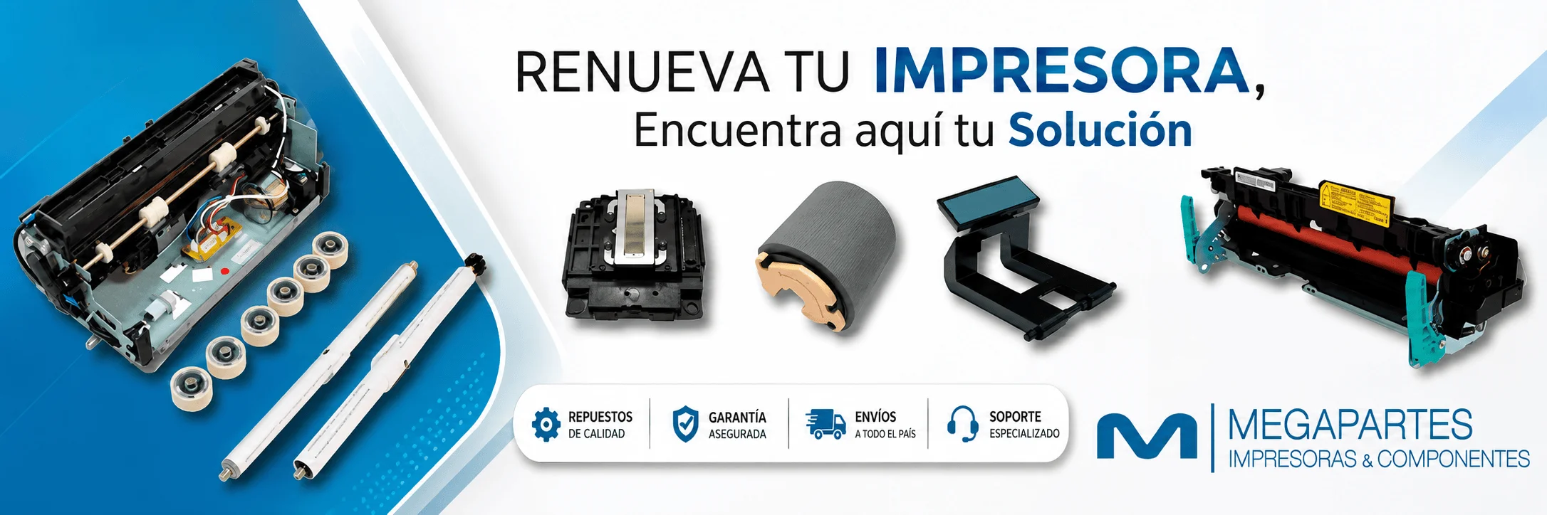 Banner de Megapartes: repuestos de calidad, garantía asegurada, envíos a todo el país y soporte especializado